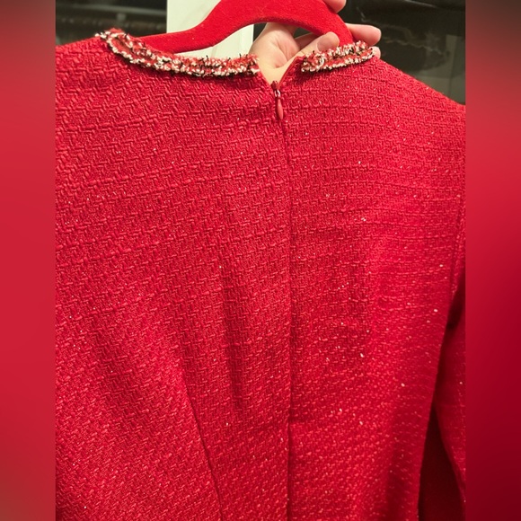 Shein Red Tweed Dress with Gold Buttons - Picture 5 of 11